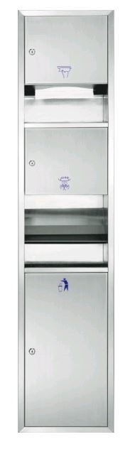 Настенный блок интегрированный (встраиваемый) сушилка-диспенсер-урна WisePro GSG82-25-Brushed Нерж сталь Матовая сталь / 77-13