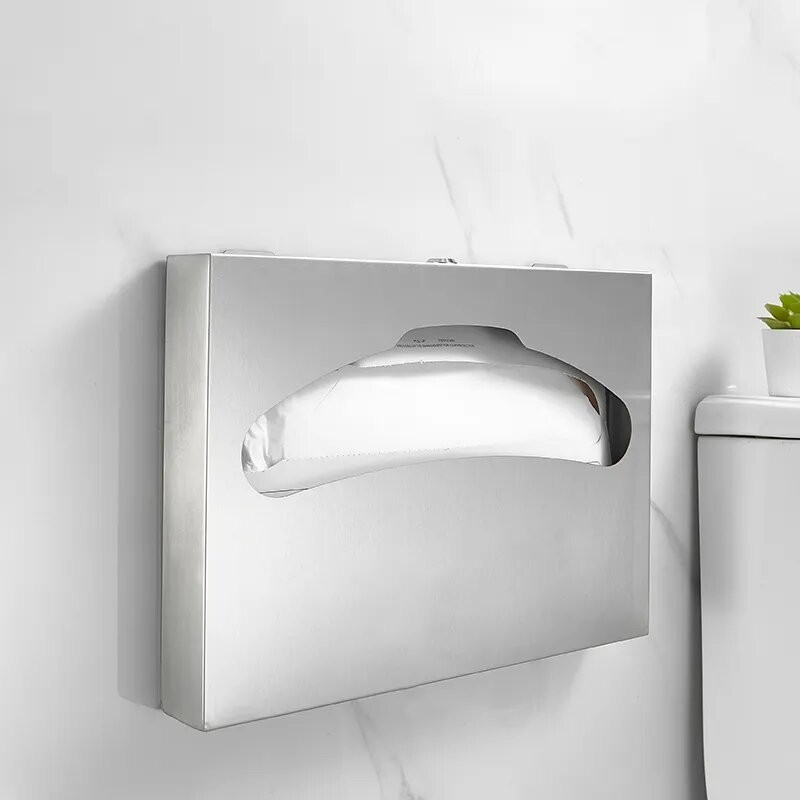 Диспенсер покрытий для унитаза с замком WisePro металл Матовая сталь / 77-33