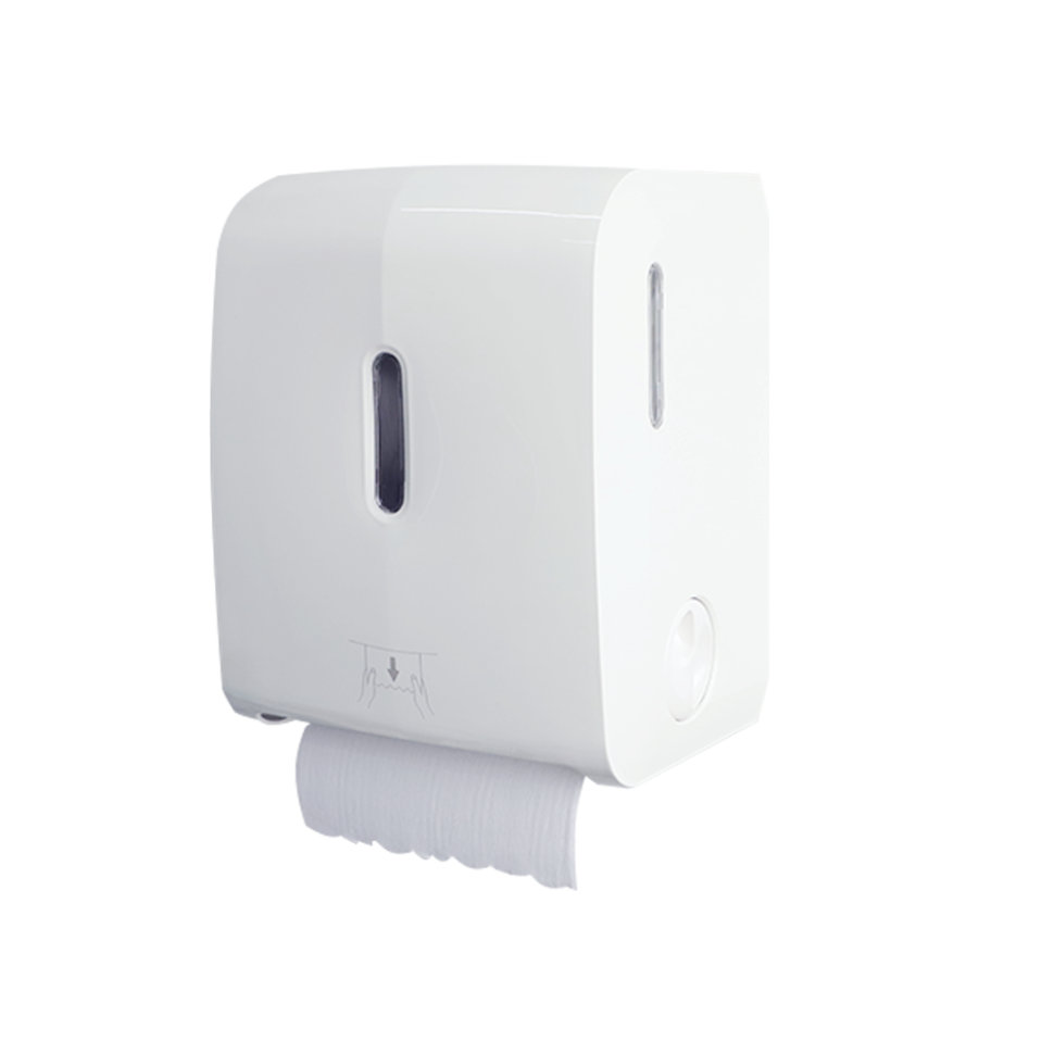 Диспенсер рулонных бумажных полотенец WisePro K660M-W со втулкой полуавтоматический универсальный Белый / 71800