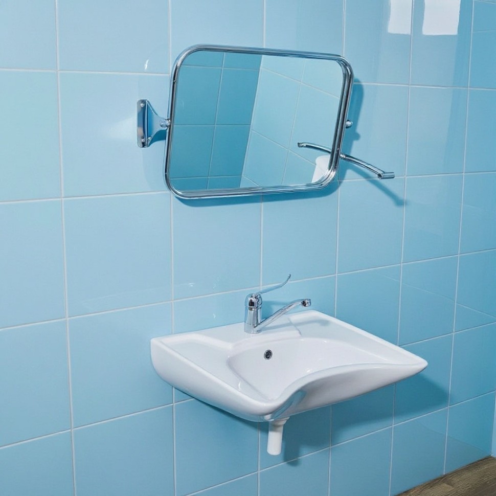 Зеркало настенное поворотное WisePro 800х600 мм противоосколочное Хром / 100002