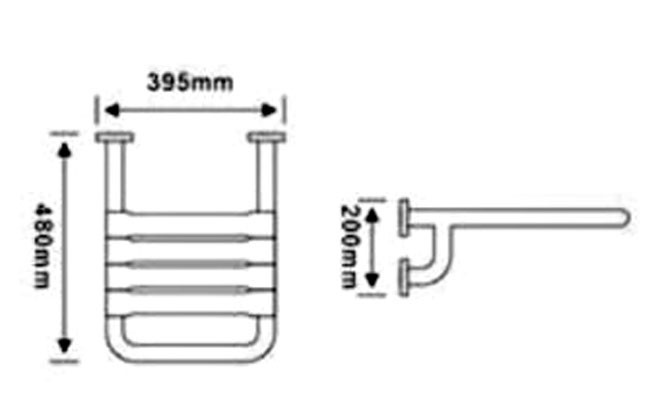 Поручень для людей с ограниченными возможностями WisePro 39,5 см изогнутый настенный металл+ABS пластик / 80-23