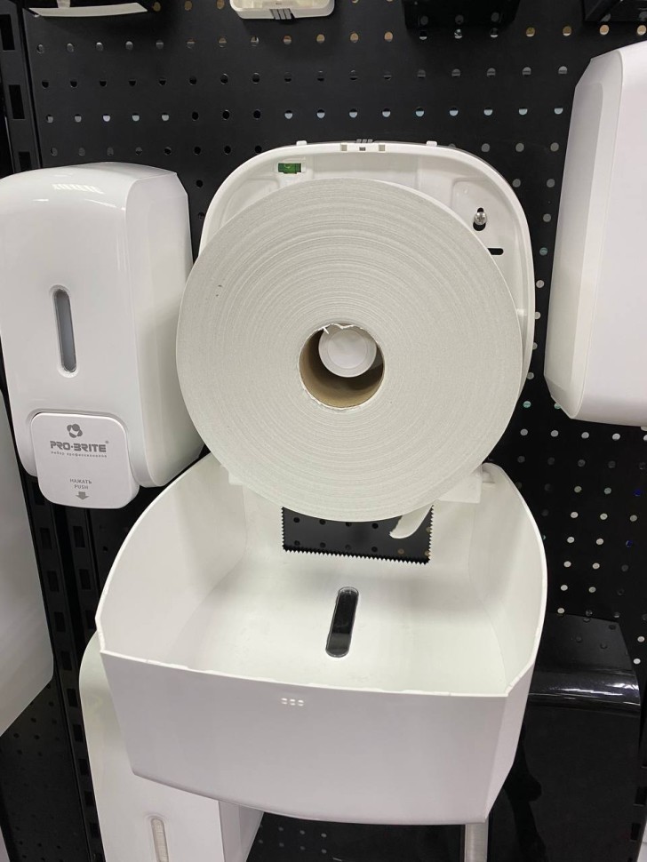 Диспенсер туалетной бумаги WisePro K610-W для средних и больших рулонов пластик белый / 71500