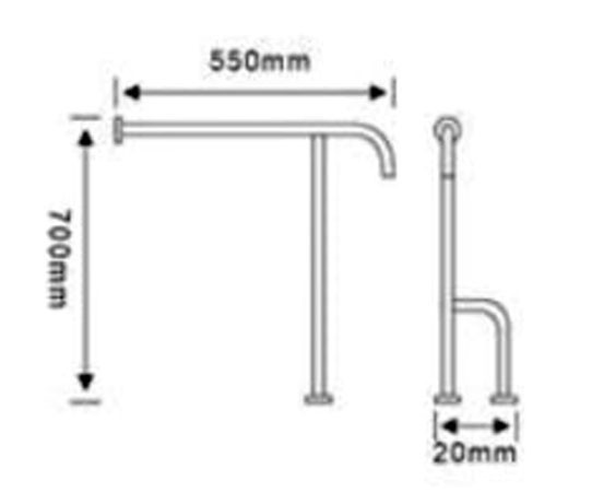 Поручень для людей с ограниченными возможностями WisePro 55 см одинарный опорой в пол металл+ABS пластик / 80-14