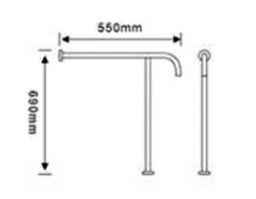 Поручень для людей с ограниченными возможностями WisePro 55 см одинарный с опорой в пол металл+ABS пластик / 80-13