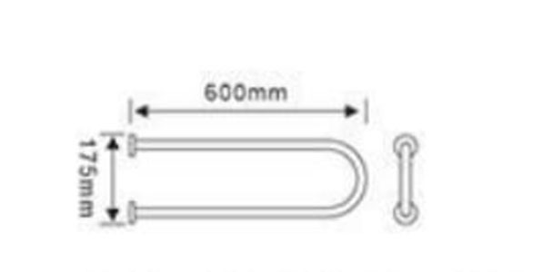 Поручень для людей с ограниченными возможностями WisePro 60 см c перегородкой металл+ABS пластик / 80-3