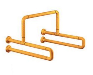 Поручень для людей с ограниченными возможностями WisePro 60 см двойной с высокой перекладиной металл+ABS пластик желтый / 80-11