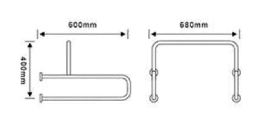 Поручень для людей с ограниченными возможностями WisePro 60 см двойной с высокой перекладиной металл+ABS пластик желтый / 80-11