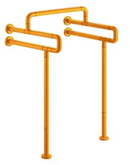 Поручень для людей с ограниченными возможностями WisePro 60 см двойной с опорами в пол металл+ABS пластик желтый / 80-10