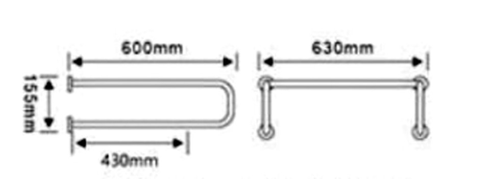 Поручень для людей с ограниченными возможностями WisePro 60 см двойной с перекладиной металл+ABS пластик / 80-12
