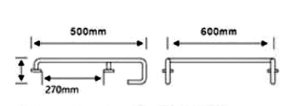 Поручень для людей с ограниченными возможностями WisePro 60 см двойной с перекладиной металл+ABS пластик / 80-24