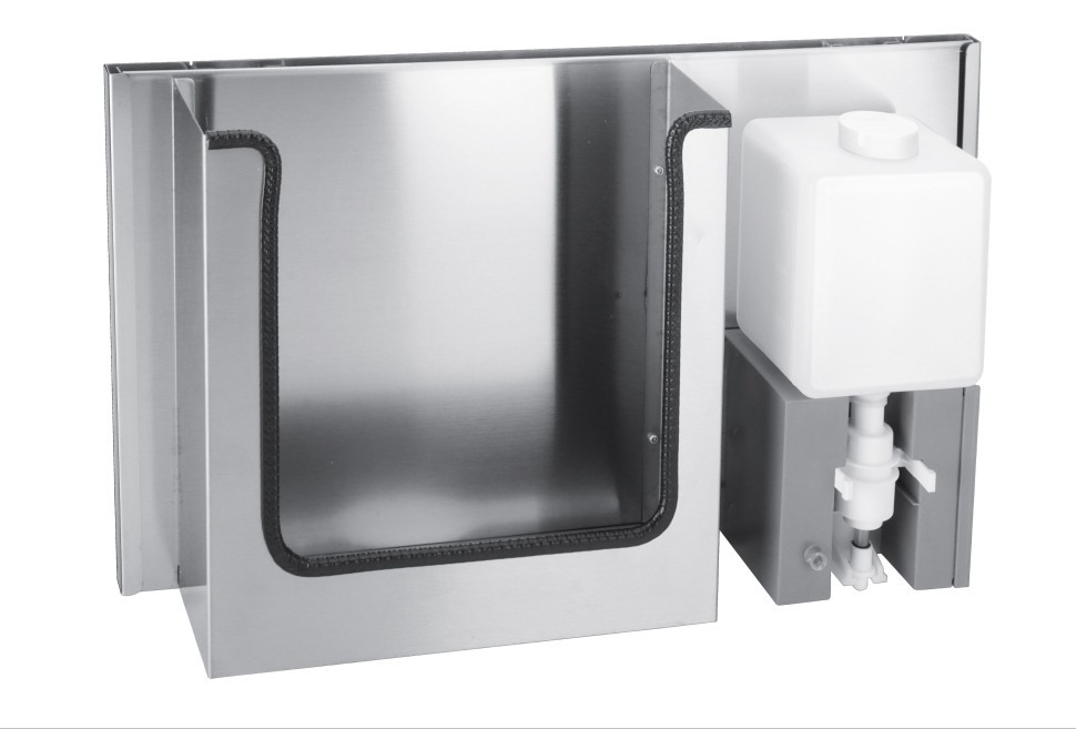 Встраиваемый блок выдвижной диспенсер полотенец+дозатор мыла WisePro за зеркалом Нерж сталь Матовая сталь / 78-3