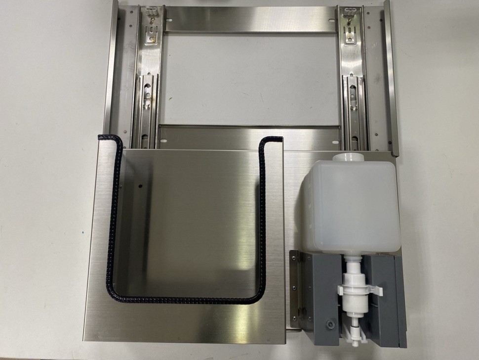 Встраиваемый блок выдвижной диспенсер полотенец+дозатор мыла WisePro за зеркалом Нерж сталь Матовая сталь / 78-3