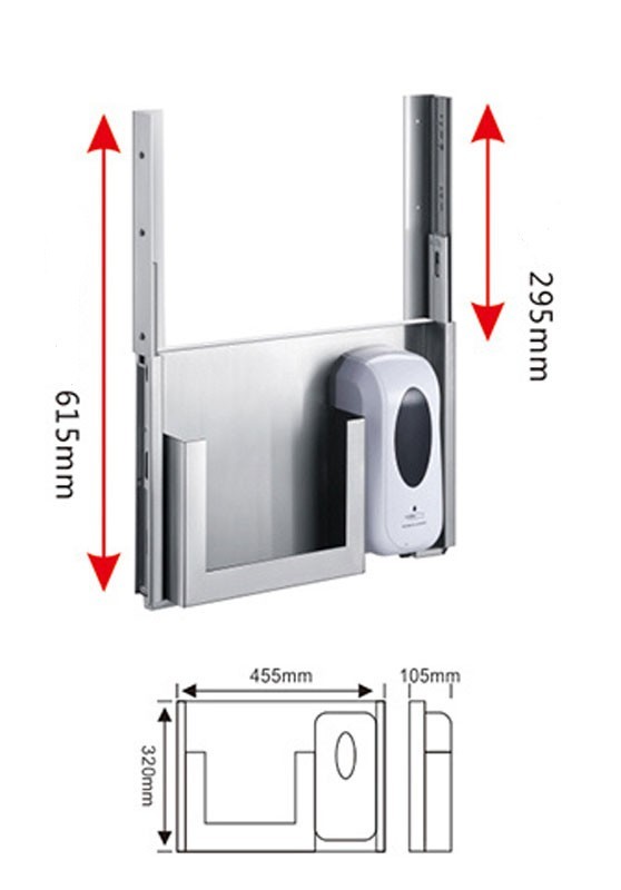 Встраиваемый блок выдвижной диспенсер полотенец+дозатор мыла WisePro за зеркалом Нерж сталь Матовая сталь / 78-5