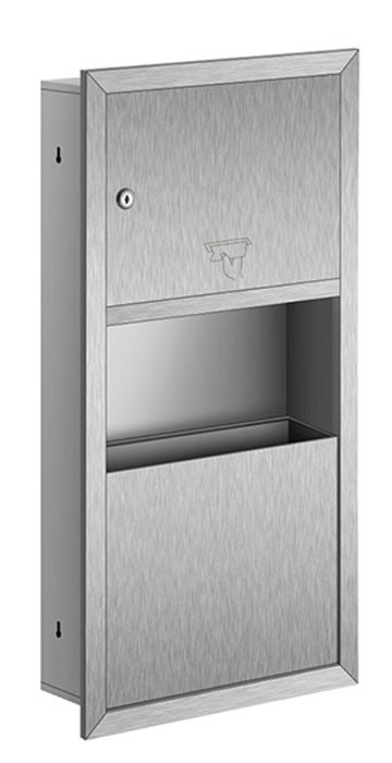 Встраиваемый блок диспенсер листовых полотенец и урна WisePro металл матовая ...