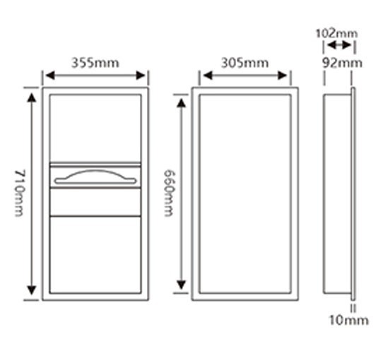 Встраиваемый блок диспенсер листовых полотенец и урна WisePro металл матовая сталь / 79-5