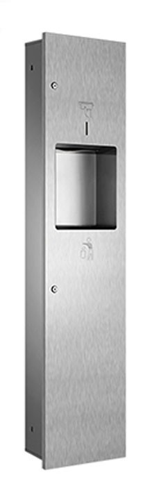 Встраиваемый блок диспенсер листовых полотенец и урна WisePro нерж сталь / 79-12