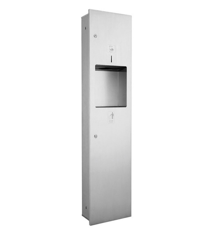 Встраиваемый блок диспенсер листовых полотенец и урна WisePro нерж сталь / 79-12