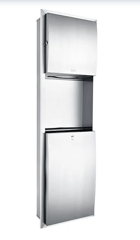 Встраиваемый блок диспенсер листовых полотенец и урна WisePro нерж сталь / 79-33