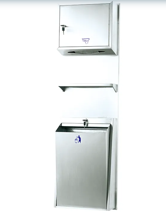 Встраиваемый блок диспенсер листовых полотенец и урна WisePro нерж сталь / 79-39