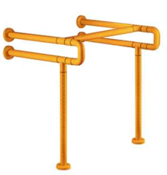 Поручень для людей с ограниченными возможностями WisePro 70 см двойной с опорами в пол металл+ABS пластик желтый / 80-8