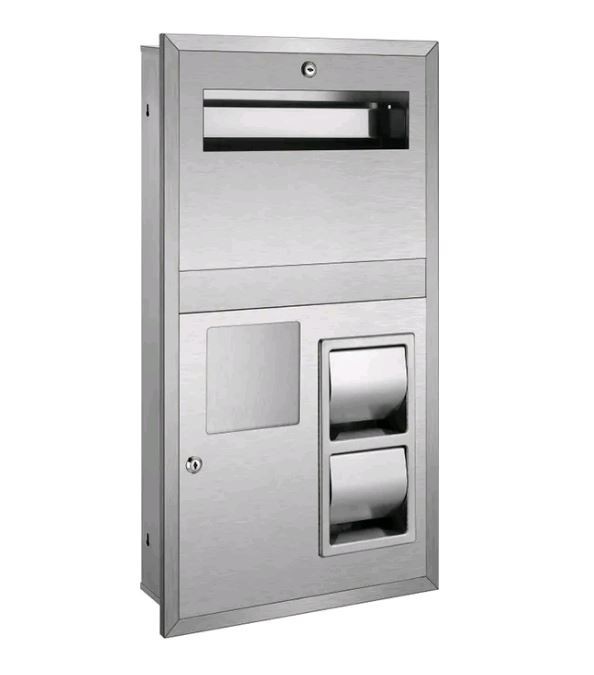 Встраиваемый блок Диспенсер покрытий+Держатели туалетной бумаги+Урна WisePro Нерж сталь / 79-25