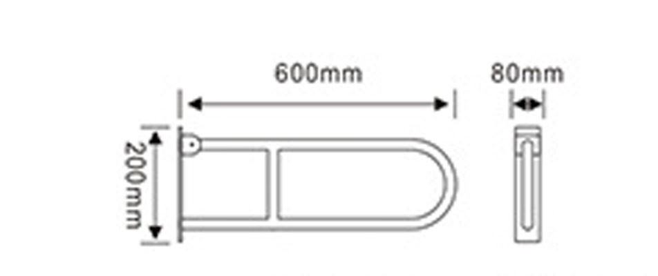 Поручень откидной WisePro для людей с ограниченными возможностями 60 см подвижные подлокотники металл+ABS пластик / 80-2