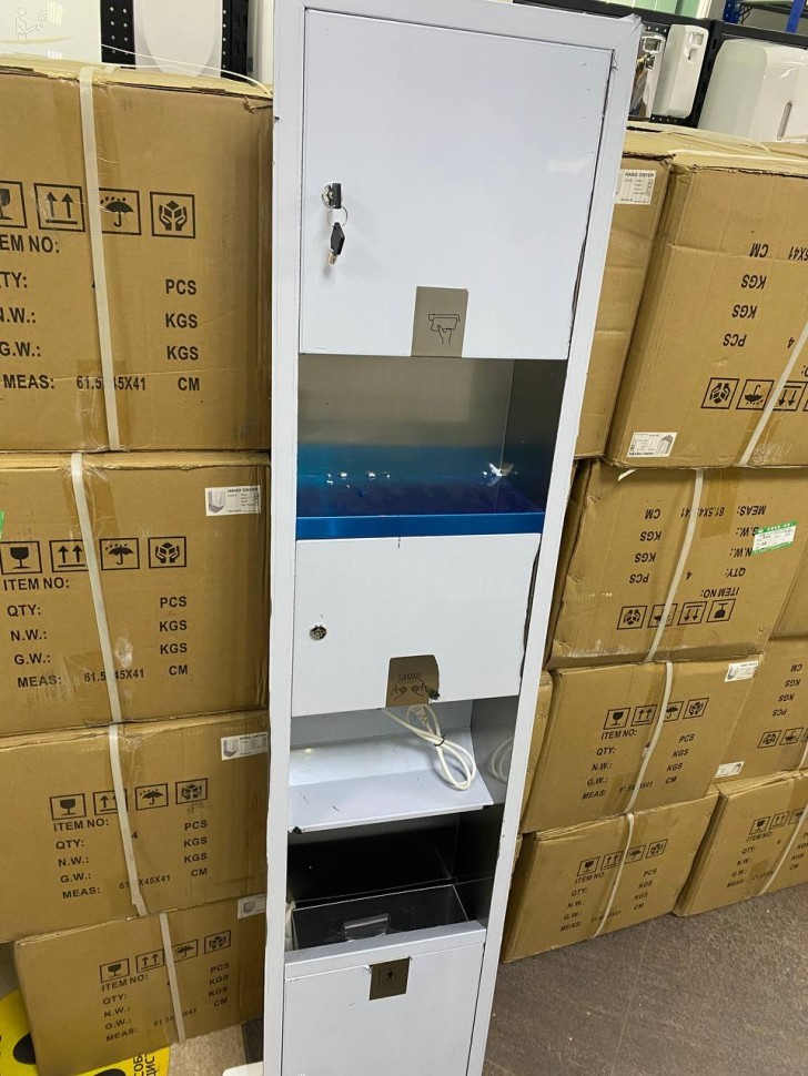 Встраиваемый блок сушилка для рук, диспенсер листовых полотенец и урна WisePro Нерж сталь / 79-6