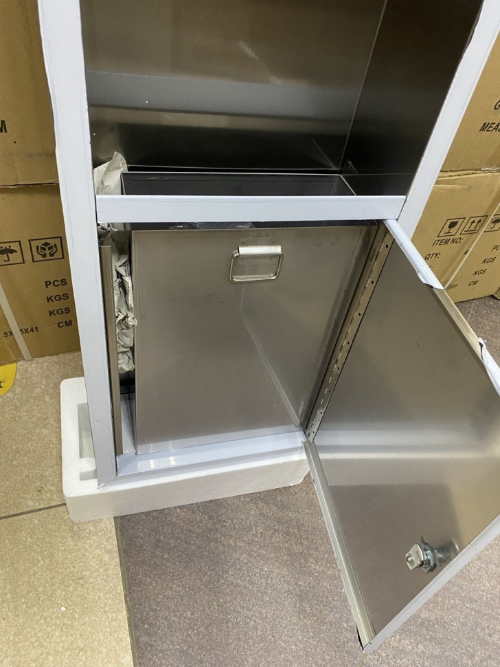 Встраиваемый блок сушилка для рук, диспенсер листовых полотенец и урна WisePro Нерж сталь / 79-6