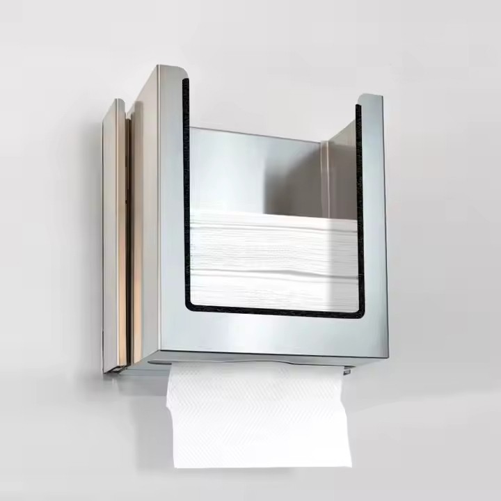 Встраиваемый выдвижной диспенсер листовых полотенец Z сложения за зеркалом WisePro Нерж сталь Матовая сталь / 78-2