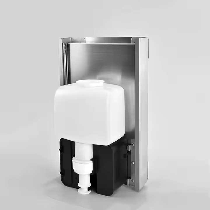 Встраиваемый выдвижной дозатор для жидкого мыла автоматический (сенсорный) за зеркалом WisePro Нерж сталь Матовая сталь / 78-1