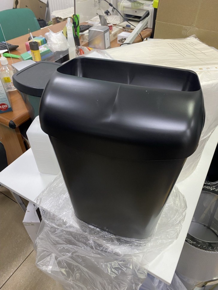 Урна для мусора WISEPRO 11 литров черная пластик с крышкой-воронкой / 71902