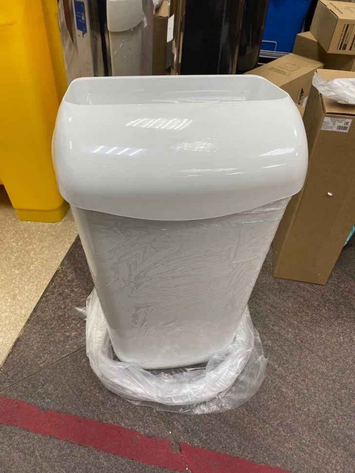 Урна для мусора WISEPRO 23 литра белая пластик с крышкой-воронкой / 71901