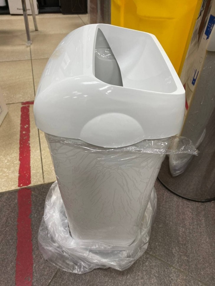 Урна для мусора WISEPRO 23 литра белая пластик с крышкой-воронкой / 71901