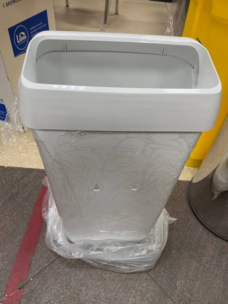 Урна для мусора WISEPRO 23 литра белая пластик с крышкой-воронкой / 71901