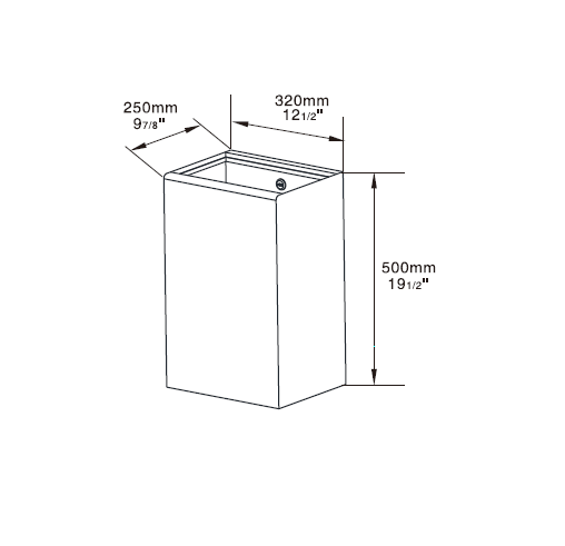 Урна настенная 40 л WisePro нержавеющая сталь с держателем пакета / 77-63