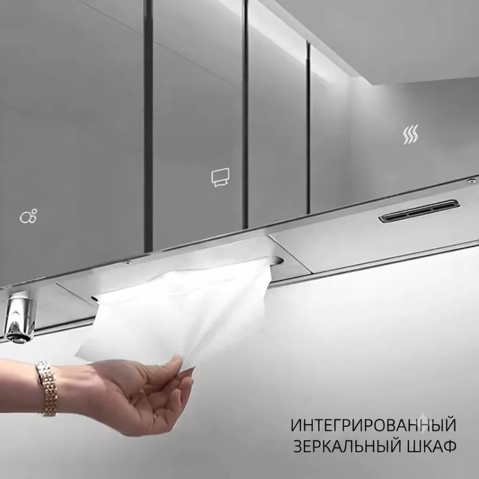 Зеркальный блок 3в1 WisePro с встроенными дозатором 1л+дисп полотенец+сушилка для рук / 78-13