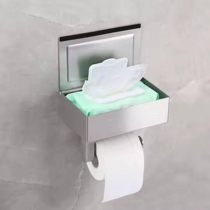 Держатель для туалетной бумаги и влажных салфеток WisePro нерж сталь / 79-41