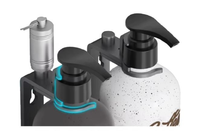 Держатель для флакона Тройной настенный с замком WisePro Черный / 77-54