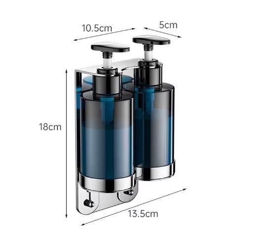 Держатель с флаконом для жидкостей настенный двойной WisePro Хром / 77-56