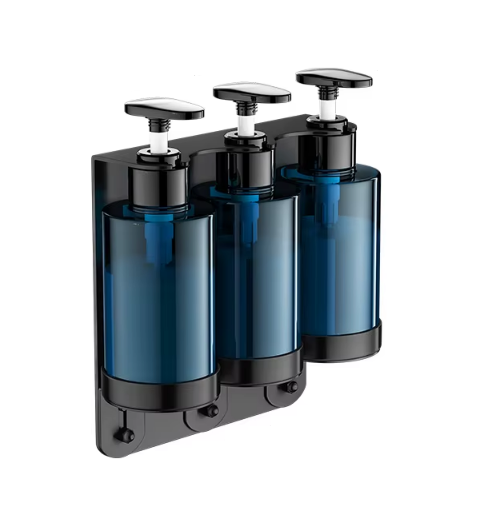 Держатель с флаконом для жидкостей настенный тройной WisePro Черный / 77-60