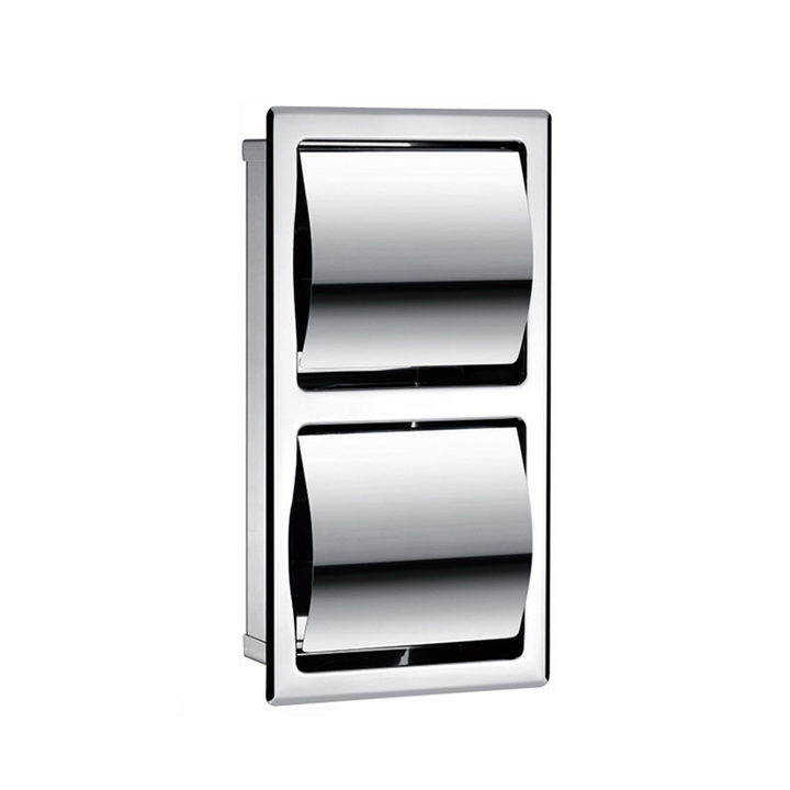 Держатель туалетной бумаги встраиваемый горизонтальный WisePro на 2 рулона металл хром / 79-27