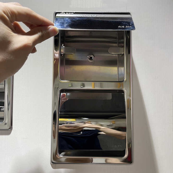 Держатель туалетной бумаги встраиваемый горизонтальный WisePro на 2 рулона металл хром / 79-27