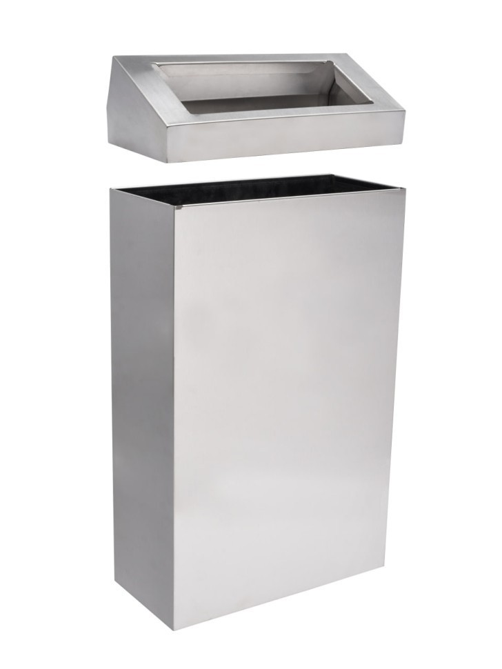 Корзина из нержавеющей стали настенная/напольная WisePrо металл матовая сталь / 77-12