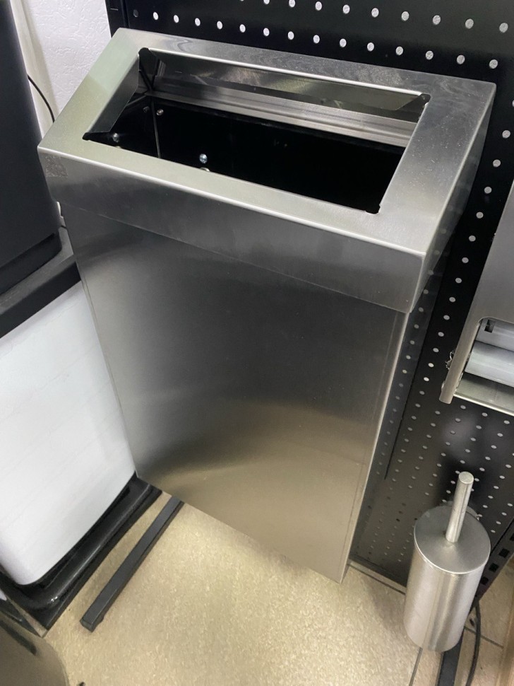 Корзина из нержавеющей стали настенная/напольная WisePrо металл матовая сталь / 77-12