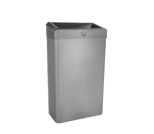 Металлическая урна WISEPRO настенная с замком 27 л нерж сталь Матовая сталь / 77-65M