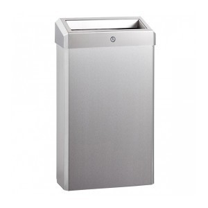 Металлическая урна WISEPRO настенная с замком 27 л нерж сталь Хром / 77-65CH