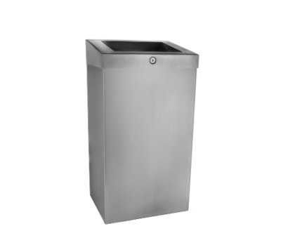 Металлическая урна WISEPRO настенная с замком 47 л нерж сталь Матовая сталь  ...