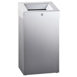 Металлическая урна WISEPRO настенная с замком 47 л нерж сталь Хром / 77-66CH