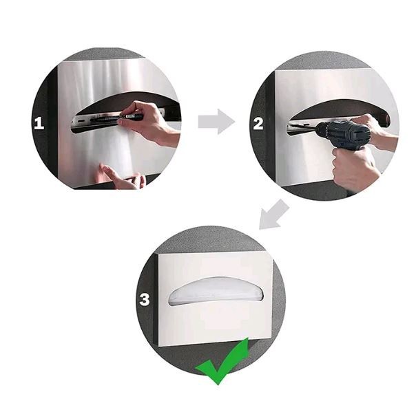 Диспенсер покрытий для унитаза 1/2 сложения WisePro металл матовая сталь / 77-36M