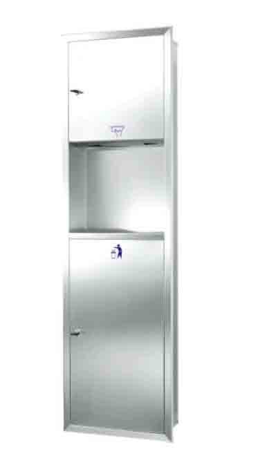 Настенный блок интегрированный (встраиваемый) диспенсер полотенец-урна WisePro GSG63A-Brushed Нерж сталь Матовая сталь / 77-18